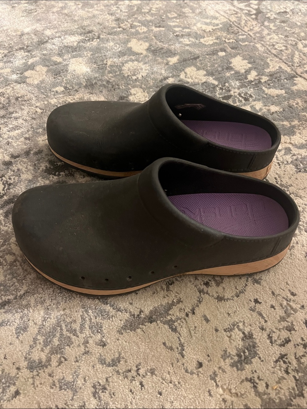 Dansko Black gardening clogs with Purple Insole size 40